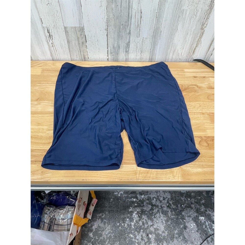 Catherines Swim Bike Shorts Womens 2X Navy Blue Stretch Pull-On Bottoms sku669